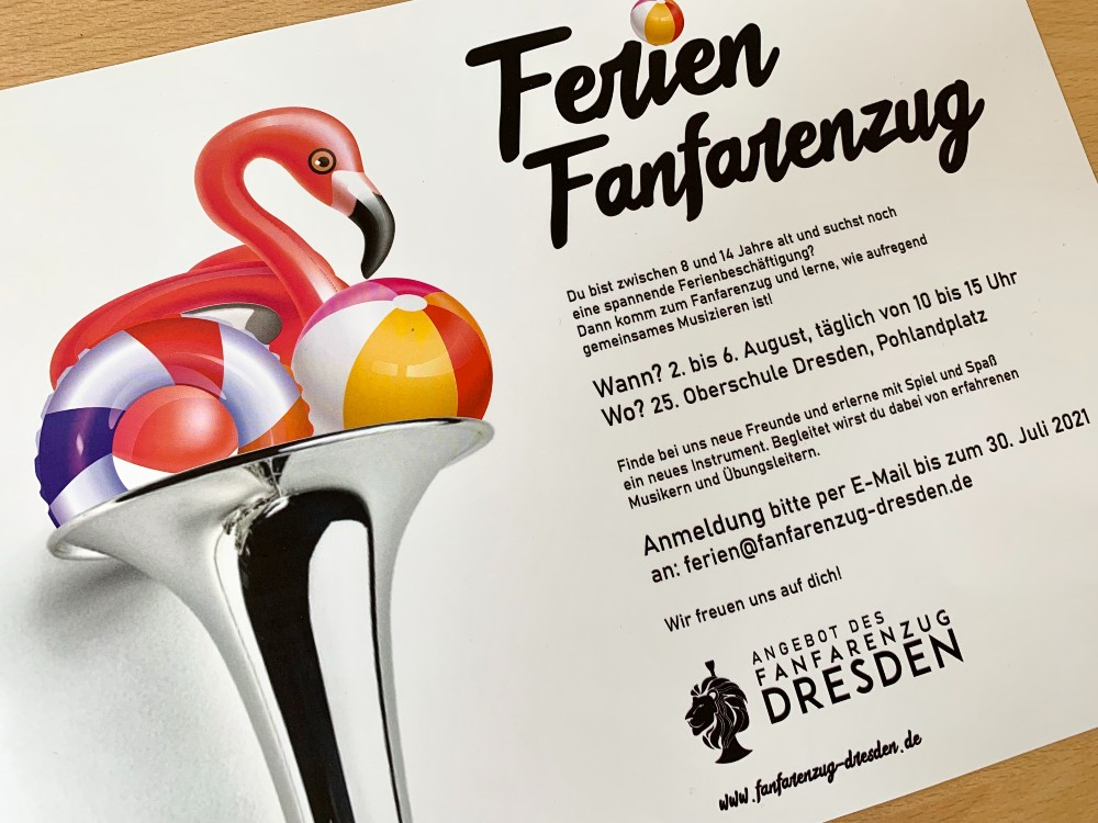 Plakate und Karten für das Ferienprojekt beim Fanfarenzug Dresden